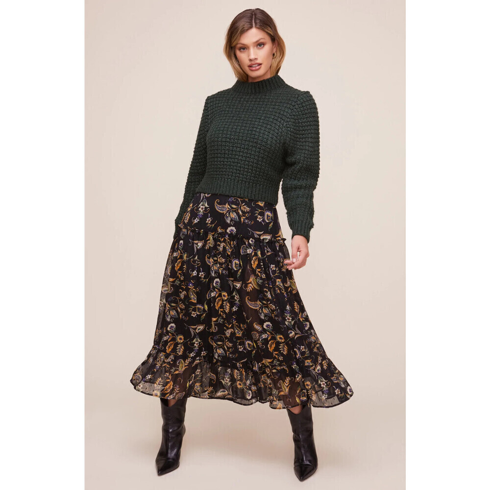 ASTR The Label women's Cropped sweater Mock Neck long sleeve in Pine Size S